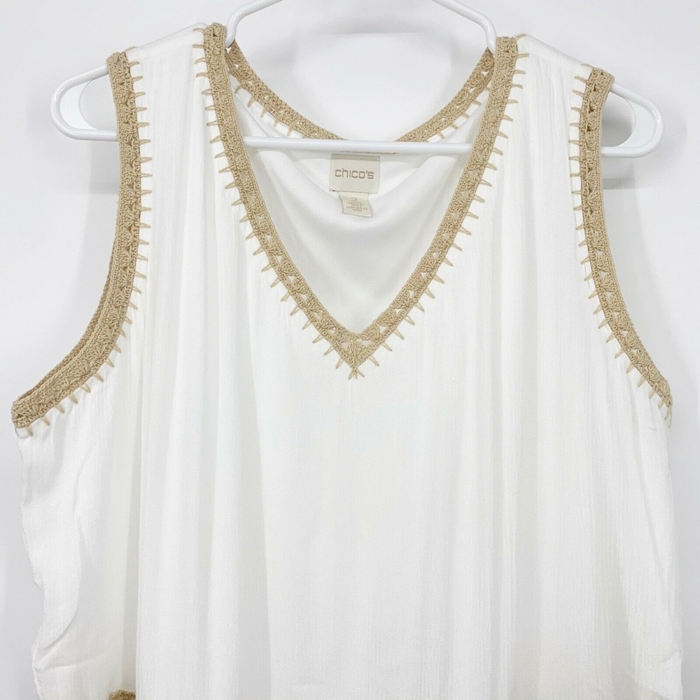 Chico's White Crochet Trim Sleeveless Maxi Dress - Picture 3 of 10